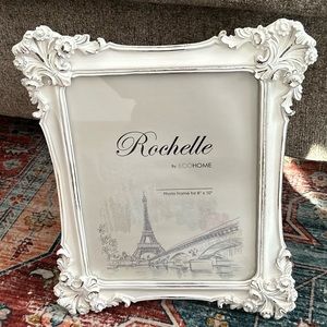 8” x 10” White modern either wall or table top photo frame with velvet backing